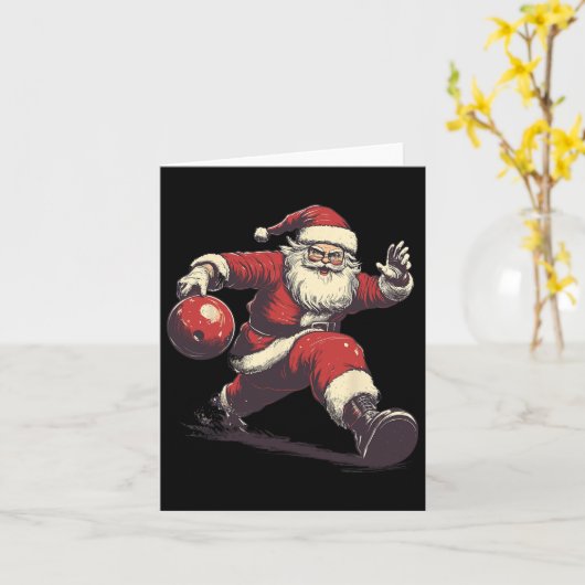 Funny Santa Bowler Bowling Player Christmas Xmas P カード (黄色い花)