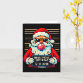 Funny Santa Breaking And Entering Christmas  カード (黄色い花)