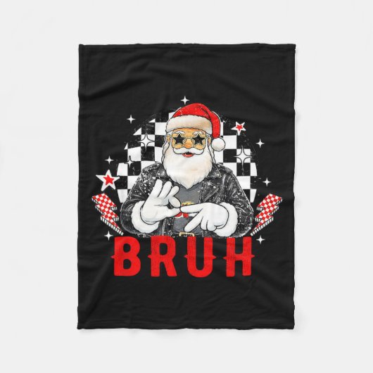 Funny Santa, Bruh Christmas Funny Meme Gift Tee  フリースブランケット (正面)