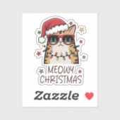 Funny Santa Cat “Meowy Christmas” Vinyl Sticker  シール (シート)