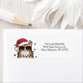 Funny Santa Cat  Return Address Label ラベル