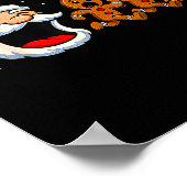 Funny Santa Chasing Gingerbread Christmas Cookie  ポスター (角)