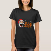 Funny Santa Chasing Gingerbread Christmas Cookie  Tシャツ (正面)