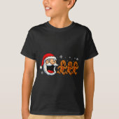 Funny Santa Chasing Gingerbread Christmas Cookie  Tシャツ (正面)