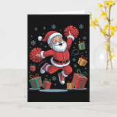 Funny Santa Cheering Cheerleading Christmas Xmas P カード (黄色い花)