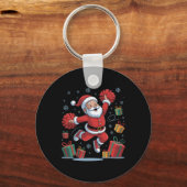 Funny Santa Cheering Cheerleading Christmas Xmas P キーホルダー (正面)