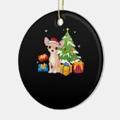 Funny Santa Chihuahua Dog Christmas Tree Gifts Xma セラミックオーナメント (左)