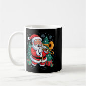 Funny Santa Christmas Design Trombone Holiday Xmas コーヒーマグカップ (左)
