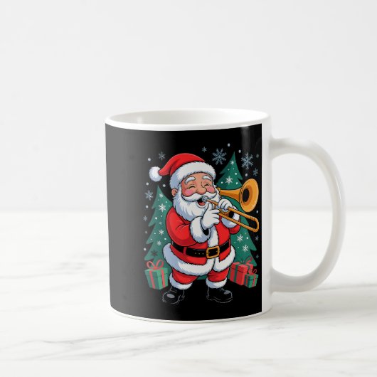 Funny Santa Christmas Design Trombone Holiday Xmas コーヒーマグカップ (右)