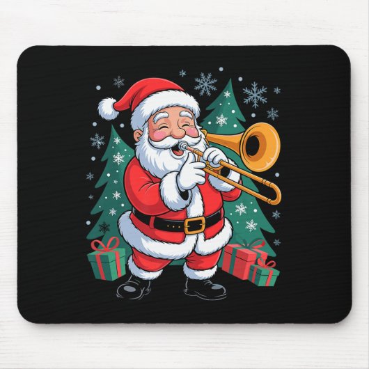 Funny Santa Christmas Design Trombone Holiday Xmas マウスパッド (正面)