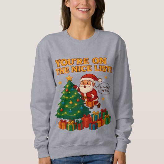 Funny Santa Christmas Hoodie Women – Holiday Gift スウェットシャツ (正面)