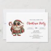 Funny Santa Classic Printable Red Green Party  招待状 (正面)