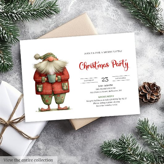 Funny Santa Classic Red Green Digital Party Invite 招待状