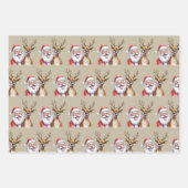 Funny Santa Claus and Reindeer Christmas Winter ラッピングペーパーシート (正面)