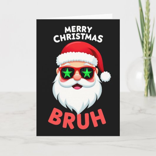 Funny Santa Claus Bruh Christmas Card Meme カード (正面)