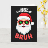 Funny Santa Claus Bruh Christmas Card Meme カード (黄色い花)