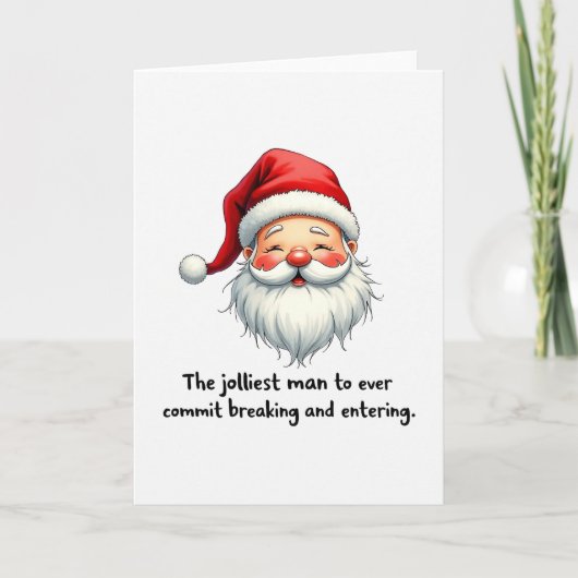 Funny Santa Claus Card Jolliest Man Breaking カード (正面)