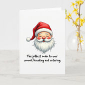 Funny Santa Claus Card Jolliest Man Breaking カード (黄色い花)