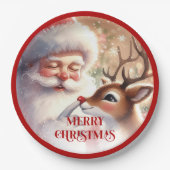 Funny Santa Claus Cartoon Holiday Party Paper  ペーパープレート (正面)