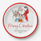 Funny Santa Claus Chic Holiday Dinner Party Plates ペーパープレート (正面)