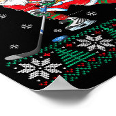 Funny Santa Claus Christmas Ice Hockey Ugly Sweate ポスター (角)