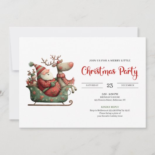 Funny Santa Claus Festive Office Style Invitation 招待状 (正面)