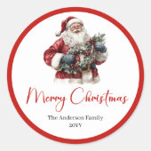 Funny Santa Claus Gift Label for Christmas Party ラウンドシール (正面)