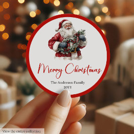Funny Santa Claus Gift Label for Christmas Party ラウンドシール