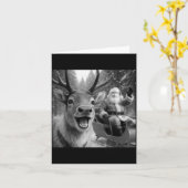 Funny Santa Claus In Sleigh With Reindeer Christma カード (黄色い花)