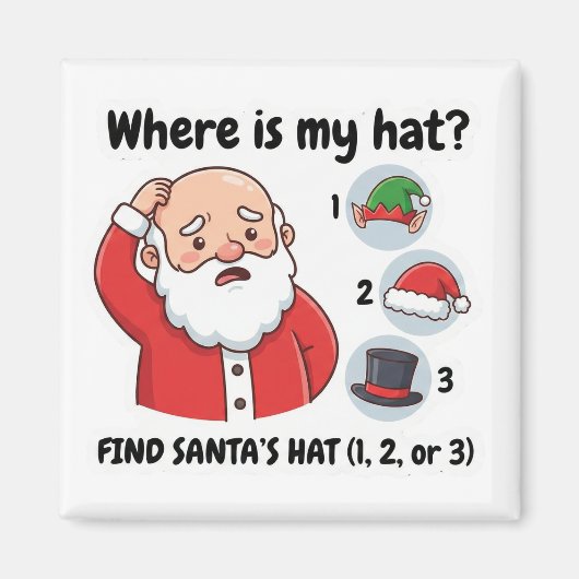 Funny Santa Claus Lost Hat Matching Game Magnet マグネット (正面)