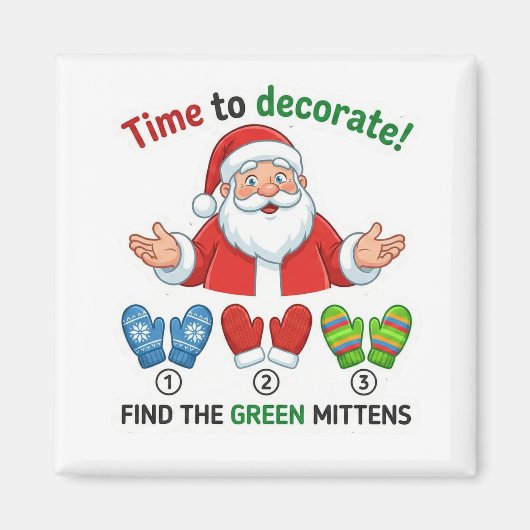 Funny Santa Claus Lost Hat Matching Game Magnet マグネット (正面)