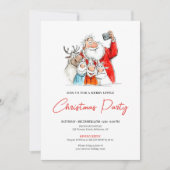 Funny Santa Claus Minimal Christmas Party Invite 招待状 (正面)
