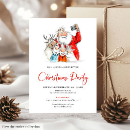 Funny Santa Claus Minimal Christmas Party Invite 招待状