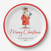 Funny Santa Claus Minimalist Holiday Tableware Set ペーパープレート (正面)