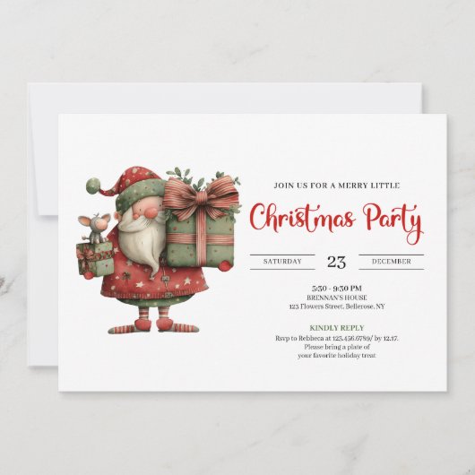 Funny Santa Claus Modern Chic Office Style Invites 招待状 (正面)