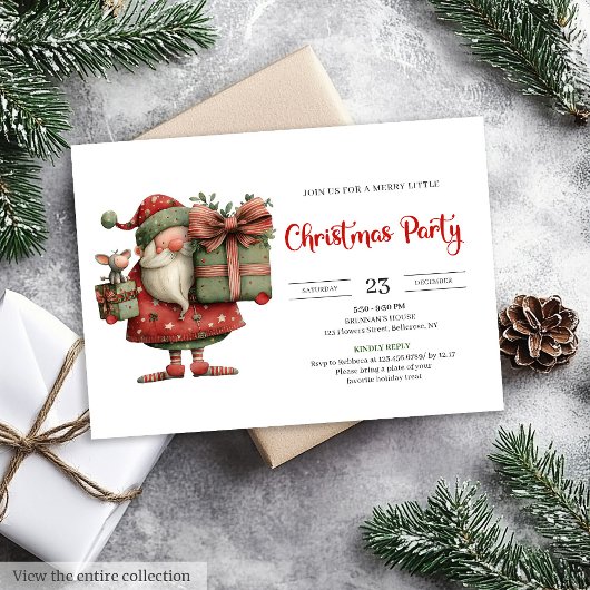 Funny Santa Claus Modern Chic Office Style Invites 招待状