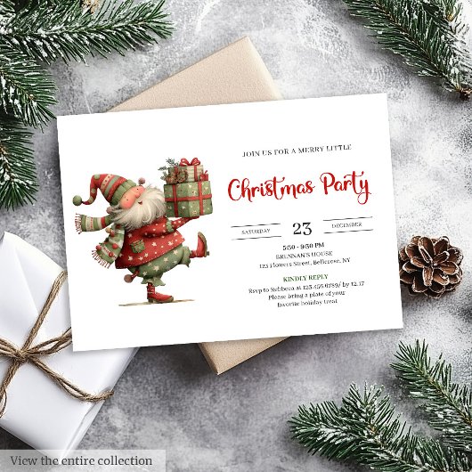 Funny Santa Claus Modern Red Green Holiday Invite 招待状