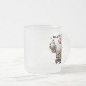 Funny Santa Claus Mug "What?!" Design フロストグラスマグカップ (正面右)