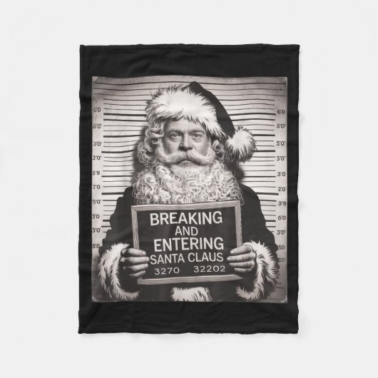 Funny Santa Claus Mugshot Christmas – Santa Xmas フリースブランケット (正面)