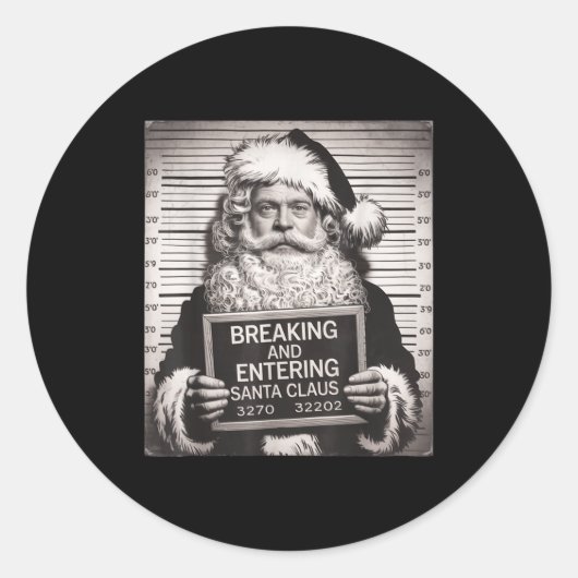 Funny Santa Claus Mugshot Christmas – Santa Xmas  ラウンドシール (正面)