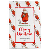 Funny Santa Claus red green Christmas gift bags  ミディアムペーパーバッグ (正面)