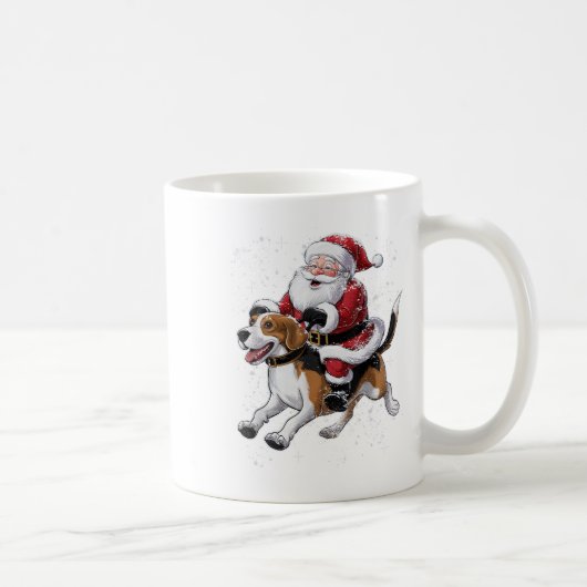 Funny Santa Claus Riding Beagle Dog Christmas For コーヒーマグカップ (右)