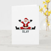 Funny Santa Claus Slay Christmas Card Internet Mem カード (黄色い花)