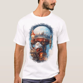 Funny Santa Claus, soaring through the sky Tシャツ