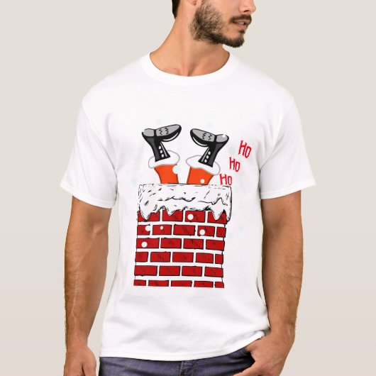 Funny Santa claus stuck in chimney Tシャツ (正面)