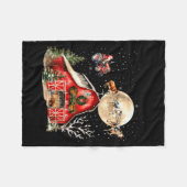 Funny Santa Claus Tractor Cows Farm Farmer Christm フリースブランケット (正面(横))