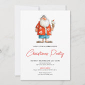 Funny Santa Claus Watercolor Festive Party Invite 招待状 (正面)