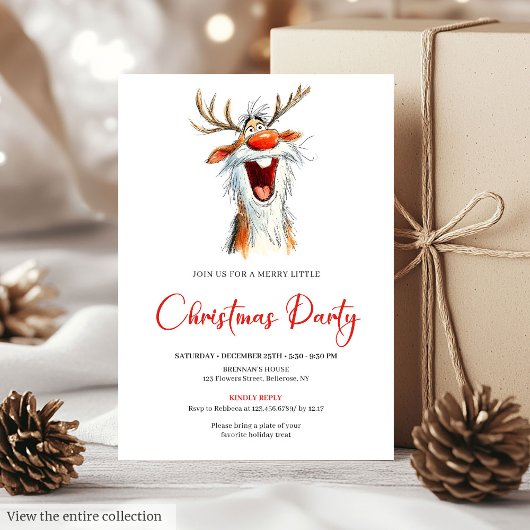 Funny Santa Cocktail Christmas Party Invitation   招待状