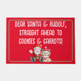 Funny Santa Cookies Straight Ahead Christmas ドアマット