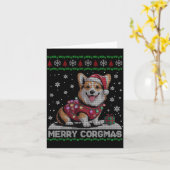 Funny Santa Corgi Dog Merry Corgmas Ugly Sweater C カード (黄色い花)